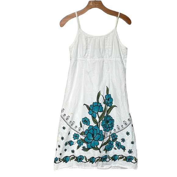 Reitmans White Floral Spaghetti Straps Comfy Midi Dress Size 9 - Picture 1 of 11